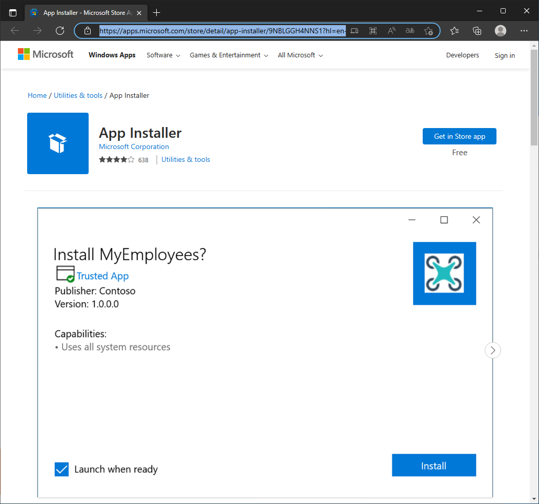 microsoft store app installer link